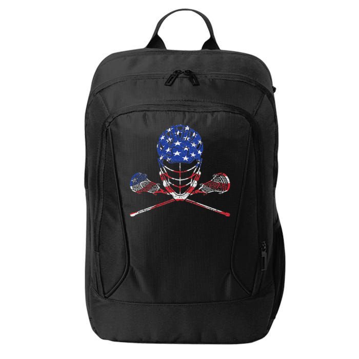 Lacrosse American Flag Lax Helmet And Sticks City Backpack