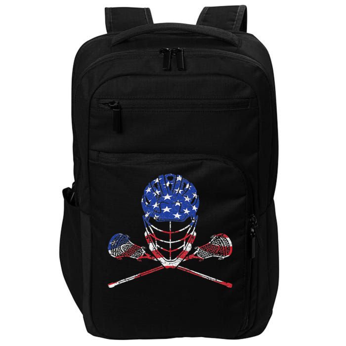 Lacrosse American Flag Lax Helmet And Sticks Impact Tech Backpack