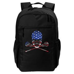 Lacrosse American Flag Lax Helmet And Sticks Daily Commute Backpack