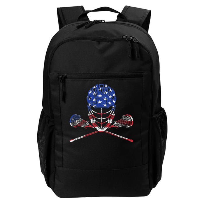 Lacrosse American Flag Lax Helmet And Sticks Daily Commute Backpack