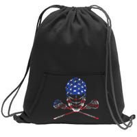 Lacrosse American Flag Lax Helmet And Sticks Sweatshirt Cinch Pack Bag