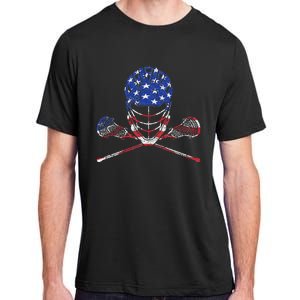 Lacrosse American Flag Lax Helmet And Sticks Adult ChromaSoft Performance T-Shirt