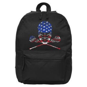 Lacrosse American Flag Lax Helmet And Sticks 16 in Basic Backpack