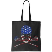 Lacrosse American Flag Lax Helmet And Sticks Tote Bag