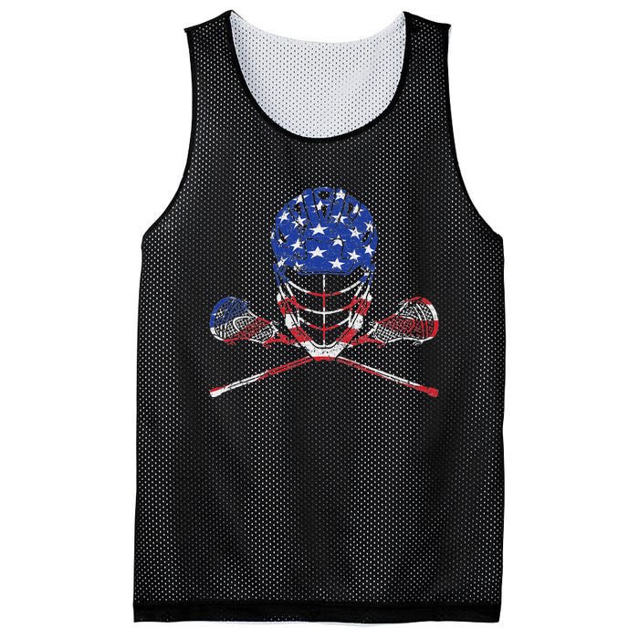 Lacrosse American Flag Lax Helmet And Sticks Mesh Reversible Basketball Jersey Tank