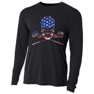 Lacrosse American Flag Lax Helmet And Sticks Cooling Performance Long Sleeve Crew