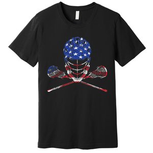 Lacrosse American Flag Lax Helmet And Sticks Premium T-Shirt