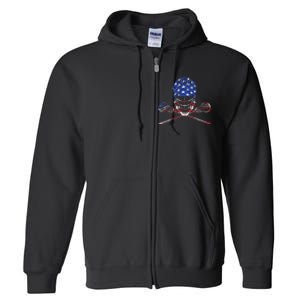 Lacrosse American Flag Lax Helmet And Sticks Full Zip Hoodie