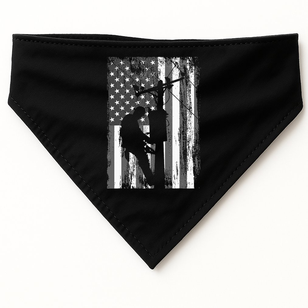 Lineman American Flag Vintage Patriotic Electrician Gift USA-Made Doggie Bandana
