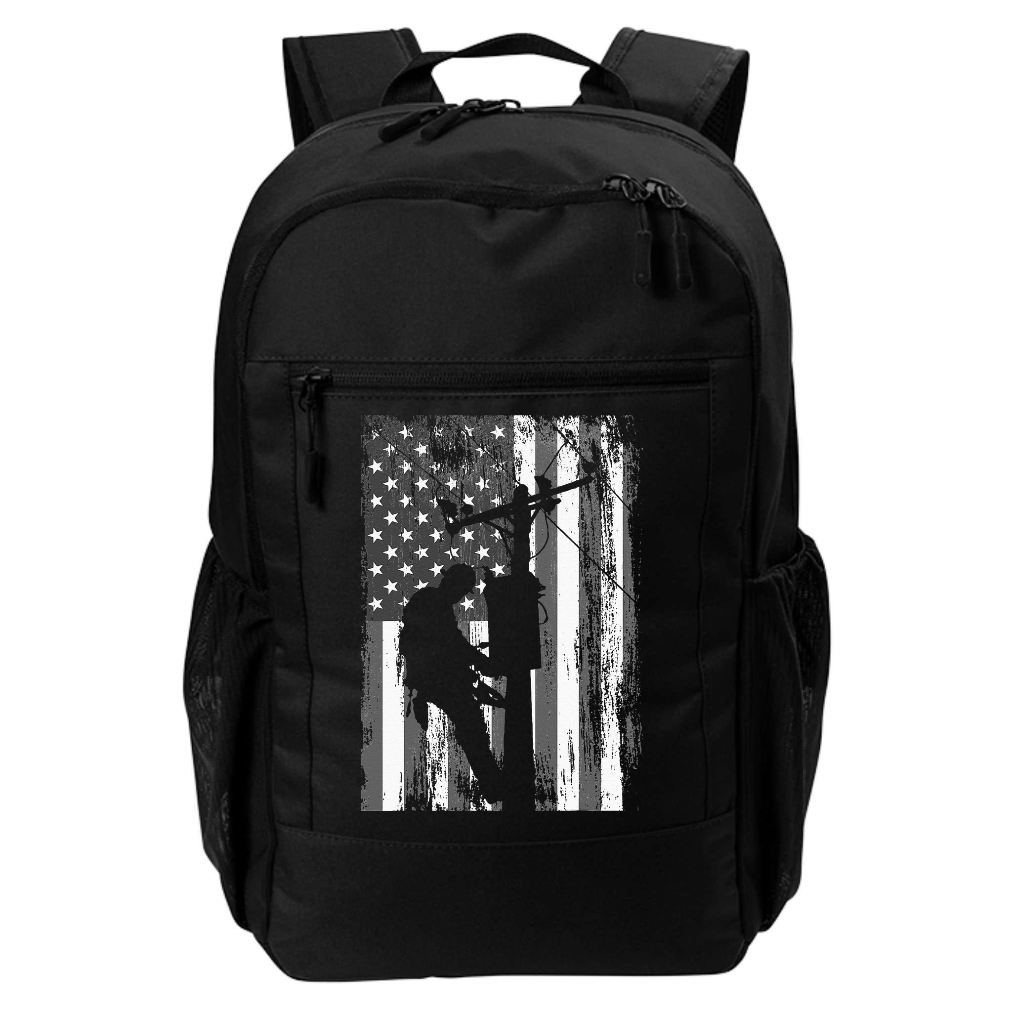 Lineman American Flag Vintage Patriotic Electrician Gift Backpack