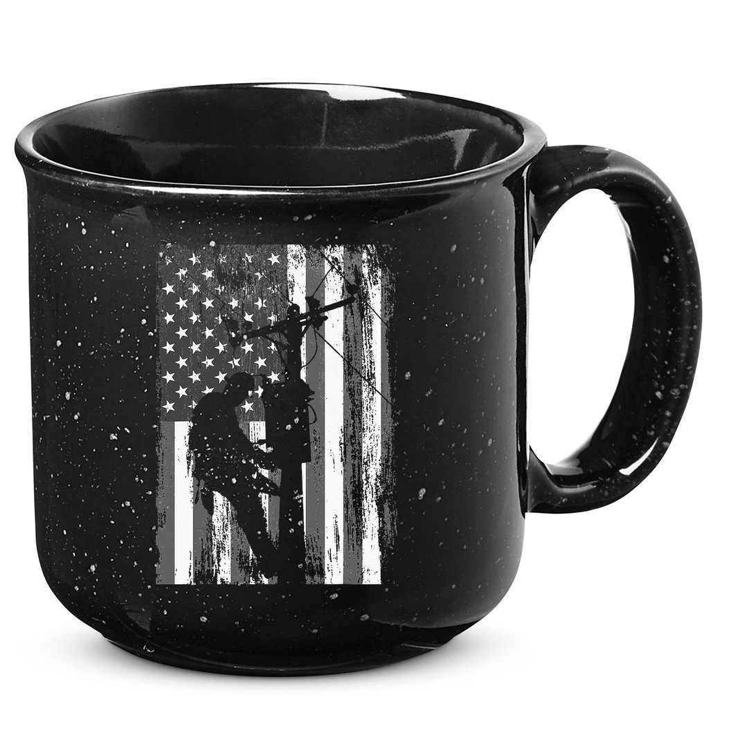 Lineman American Flag Vintage Patriotic Electrician Gift 15oz Campfire Ceramic Mug