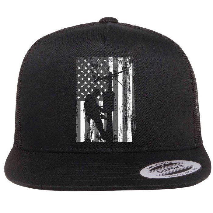 Lineman American Flag Vintage Patriotic Electrician Gift Flatbill Hat