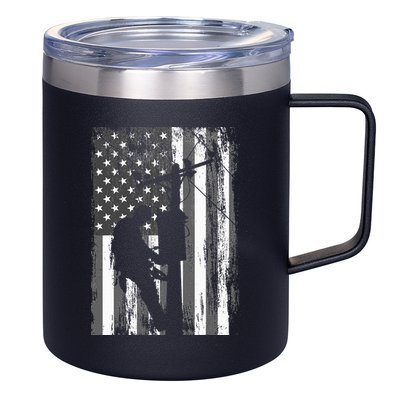 Lineman American Flag Vintage Patriotic Electrician Gift 12oz Stainless Steel Coffee Mug
