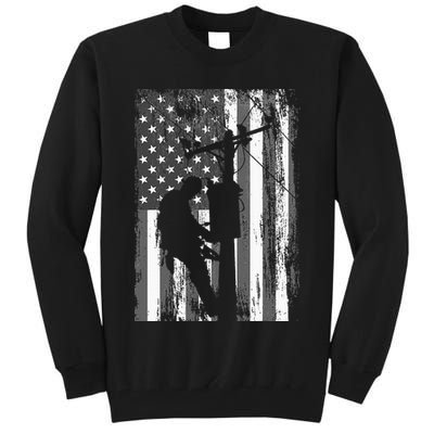 Lineman American Flag Vintage Patriotic Electrician Gift Tall Sweatshirt