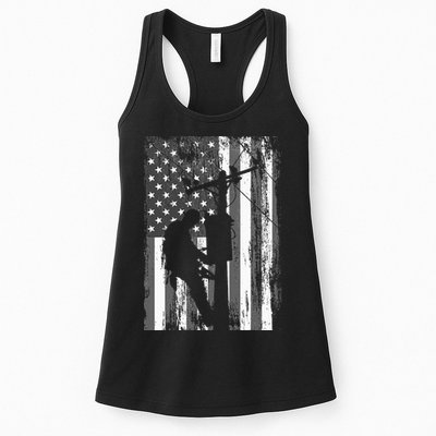 Lineman American Flag Vintage Patriotic Electrician Gift Womens Tank Top