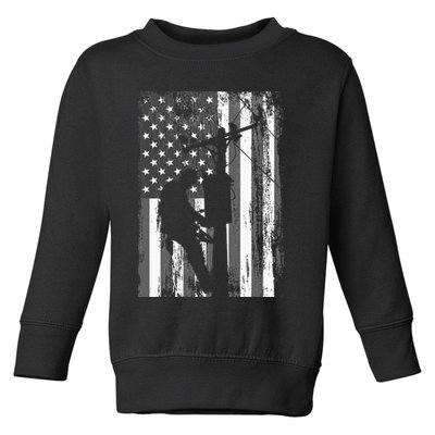 Lineman American Flag Vintage Patriotic Electrician Gift Toddler Sweatshirt