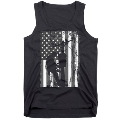 Lineman American Flag Vintage Patriotic Electrician Gift Tank Top