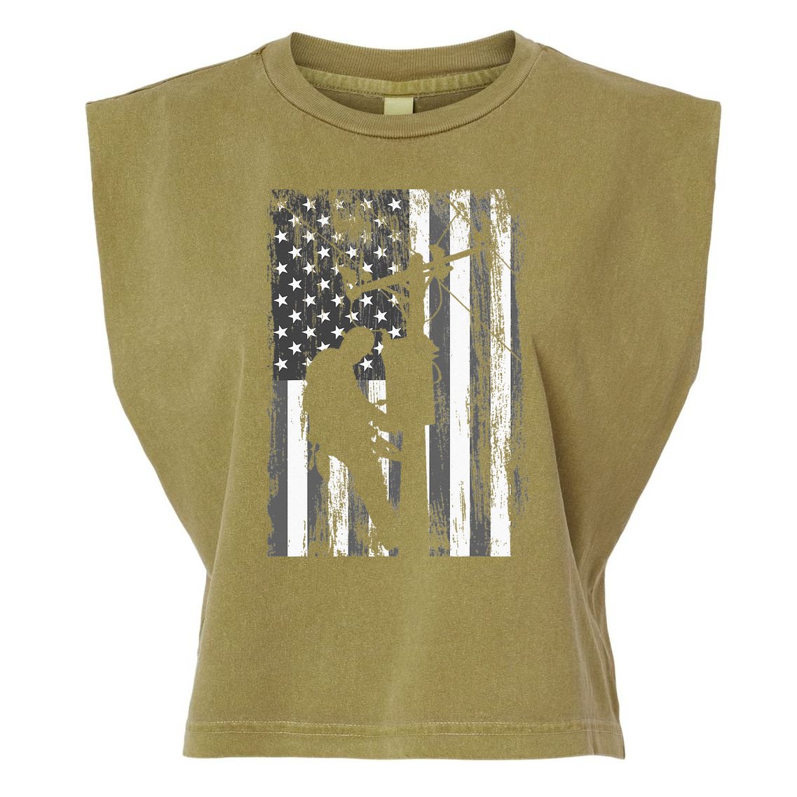 Lineman American Flag Vintage Patriotic Electrician Gift Garment-Dyed Women's Muscle Tee
