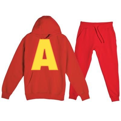 Letter A Funny Chipmunk Group Matching Halloween Costume Premium Hooded Sweatsuit Set