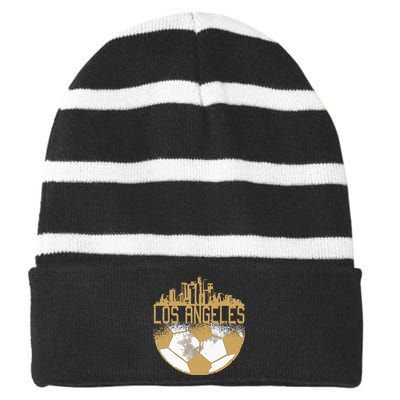 Los Angeles Fan Fc Striped Beanie with Solid Band