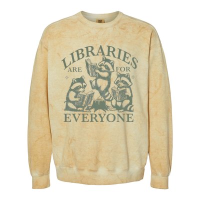 Libraries Are For Everyone Racoon Read Banned Book Librarian Colorblast Crewneck Sweatshirt