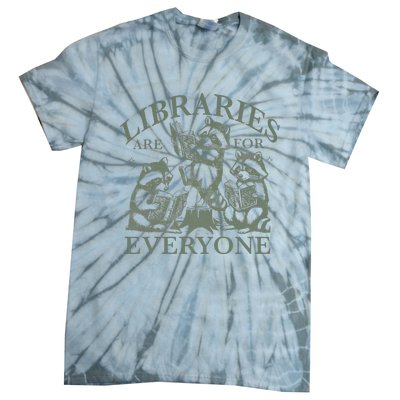 Libraries Are For Everyone Racoon Read Banned Book Librarian Tie-Dye T-Shirt