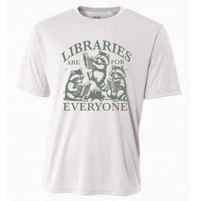 Libraries Are For Everyone Racoon Read Banned Book Librarian Cooling Performance Crew T-Shirt