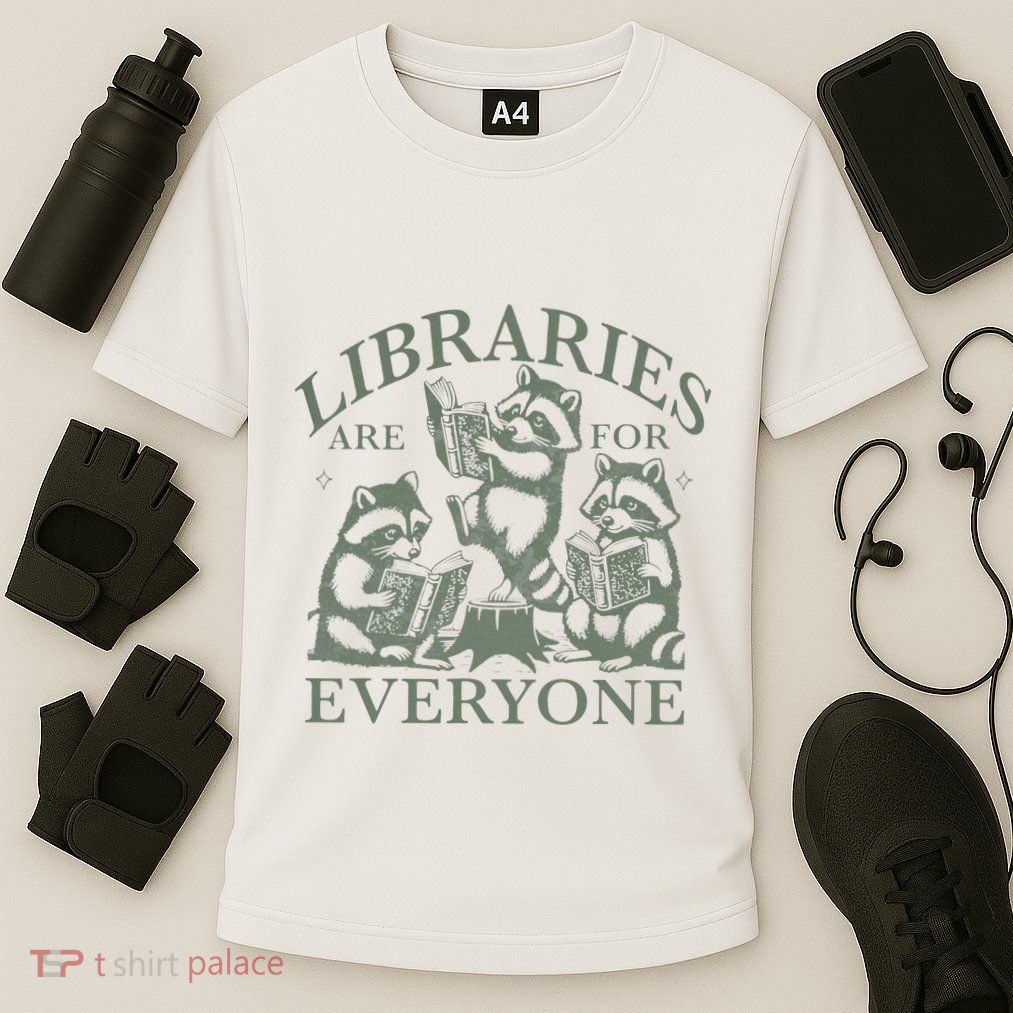 Libraries Are For Everyone Racoon Read Banned Book Librarian Cooling Performance Crew T-Shirt