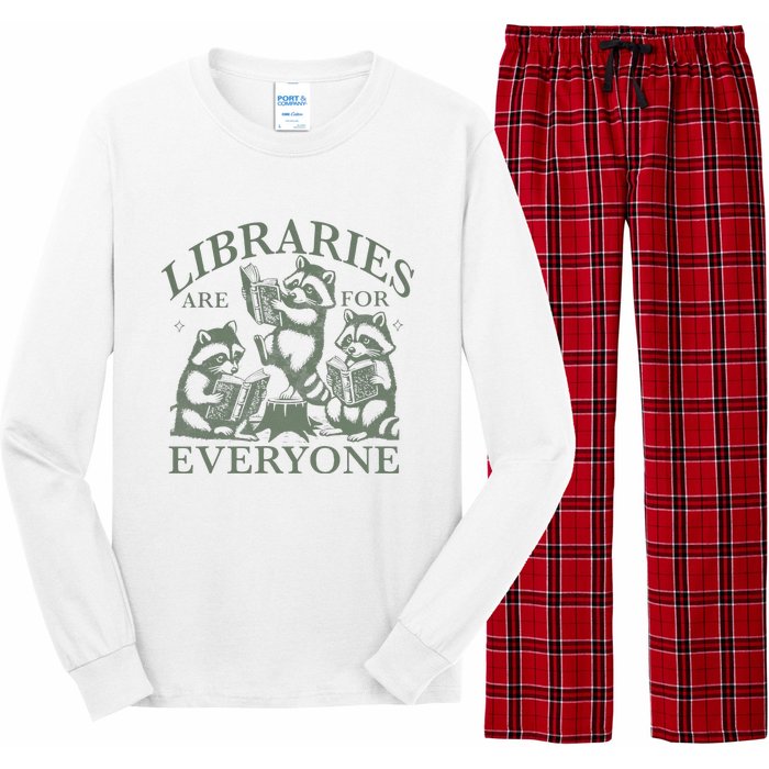 Libraries Are For Everyone Racoon Read Banned Book Librarian Long Sleeve Pajama Set