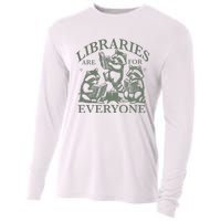 Libraries Are For Everyone Racoon Read Banned Book Librarian Cooling Performance Long Sleeve Crew