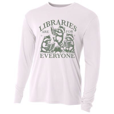 Libraries Are For Everyone Racoon Read Banned Book Librarian Cooling Performance Long Sleeve Crew