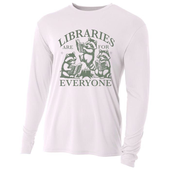 Libraries Are For Everyone Racoon Read Banned Book Librarian Cooling Performance Long Sleeve Crew