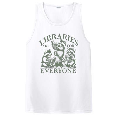 Libraries Are For Everyone Racoon Read Banned Book Librarian PosiCharge Competitor Tank