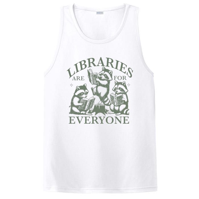 Libraries Are For Everyone Racoon Read Banned Book Librarian PosiCharge Competitor Tank