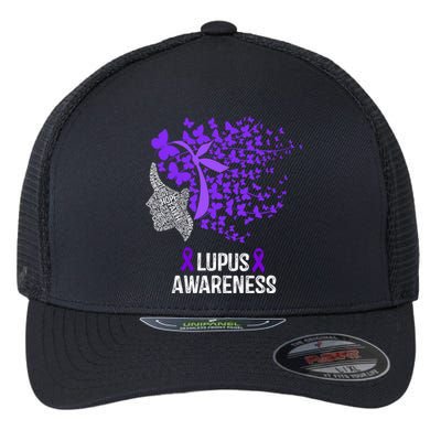 Lupus Awareness Funny Gift Lupus Purple Butterflies Gift Flexfit Unipanel Trucker Cap