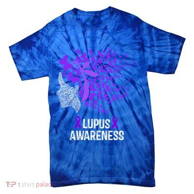 Lupus Awareness Funny Gift Lupus Purple Butterflies Gift Tie-Dye T-Shirt