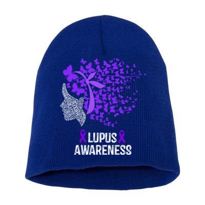 Lupus Awareness Funny Gift Lupus Purple Butterflies Gift Short Acrylic Beanie