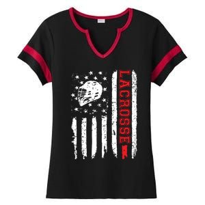 Lacrosse American Flag Distressed Ladies Halftime Notch Neck Tee