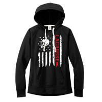 Lacrosse American Flag Distressed Women's Fleece Hoodie