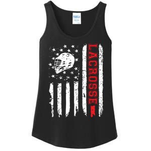 Lacrosse American Flag Distressed Ladies Essential Tank