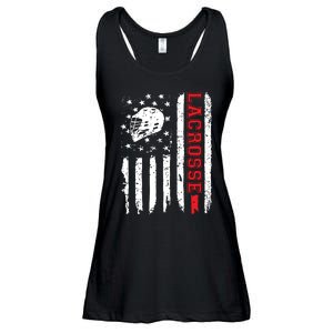 Lacrosse American Flag Distressed Ladies Essential Flowy Tank