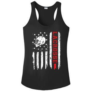 Lacrosse American Flag Distressed Ladies PosiCharge Competitor Racerback Tank