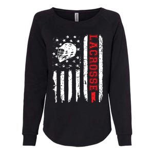 Lacrosse American Flag Distressed Womens California Wash Sweatshirt