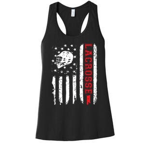 Lacrosse American Flag Distressed Women's Racerback Tank