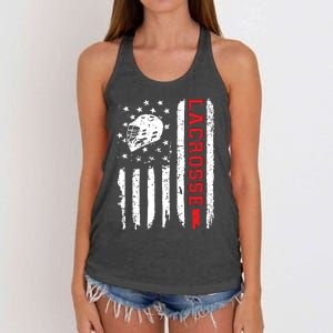 Lacrosse American Flag Distressed Women's Knotted Racerback Tank