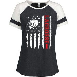 Lacrosse American Flag Distressed Enza Ladies Jersey Colorblock Tee