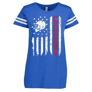 Lacrosse American Flag Distressed Enza Ladies Jersey Football T-Shirt