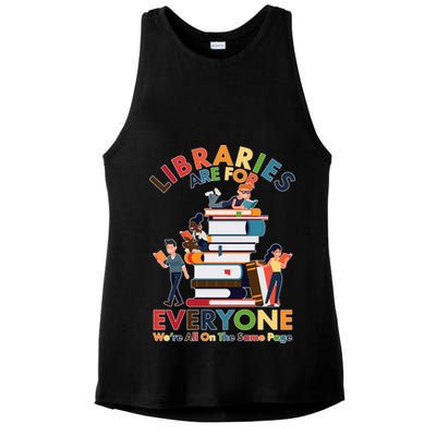 Libraries Are For Everyone Were All One The Same Page Ladies PosiCharge Tri-Blend Wicking Tank
