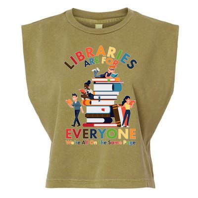 Libraries Are For Everyone Were All One The Same Page Garment-Dyed Women's Muscle Tee