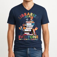 Libraries Are For Everyone Were All One The Same Page V-Neck T-Shirt